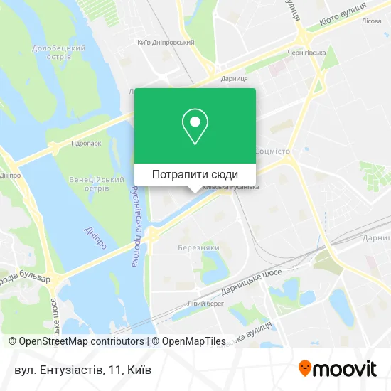 Карта вул. Ентузіастів, 11