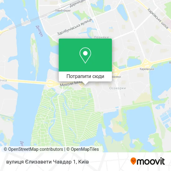 Карта вулиця Єлизавети Чавдар 1