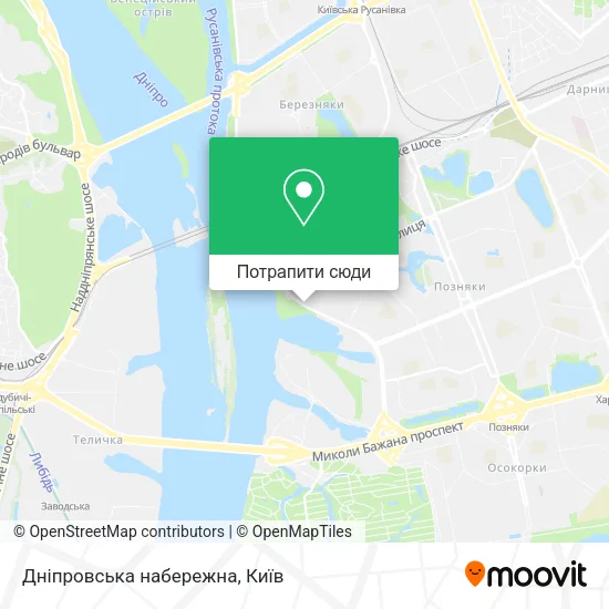 Карта Дніпровська набережна