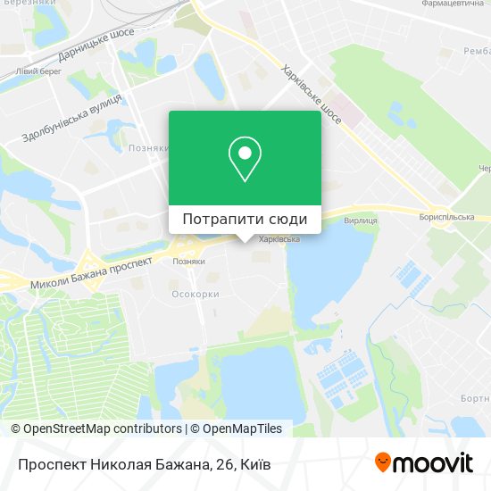 Карта Проспект Николая Бажана, 26