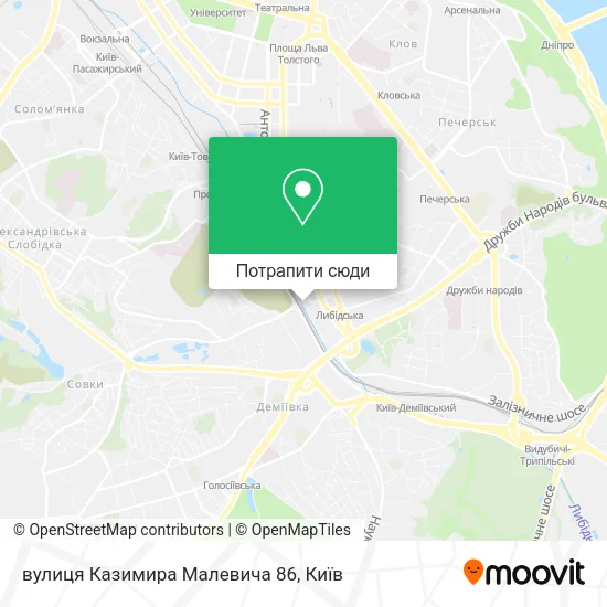 Карта вулиця Казимира Малевича 86
