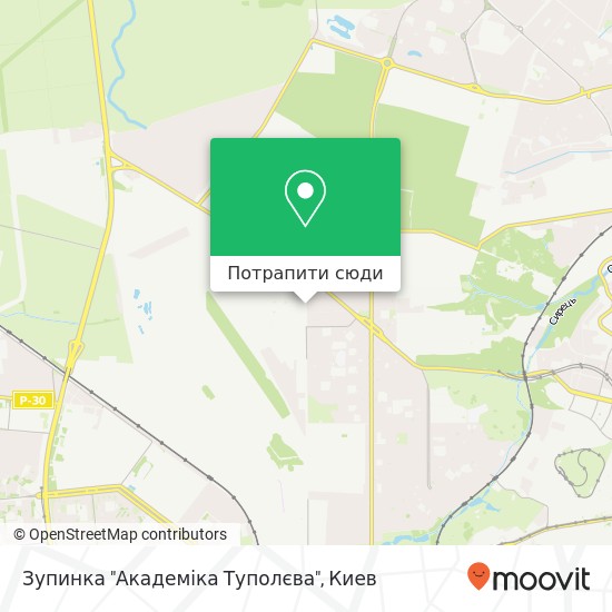 Карта Зупинка "Академіка Туполєва"