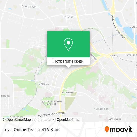 Карта вул. Олени Теліги, 41б
