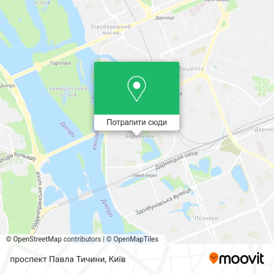 Карта проспект Павла Тичини