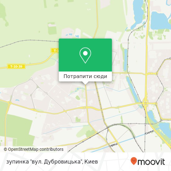 Карта зупинка "вул. Дубровицька"
