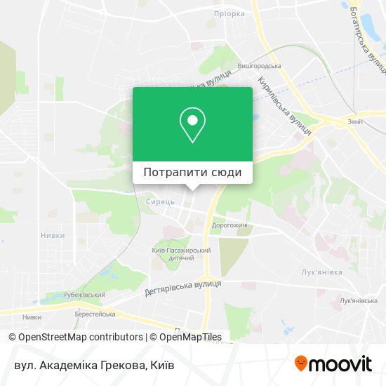 Карта вул. Академіка Грекова
