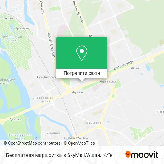 Карта Бесплатная маршрутка в SkyMall / Ашан