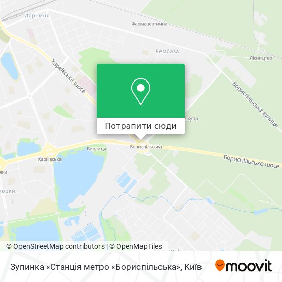 Карта Зупинка «Станція метро «Бориспільська»