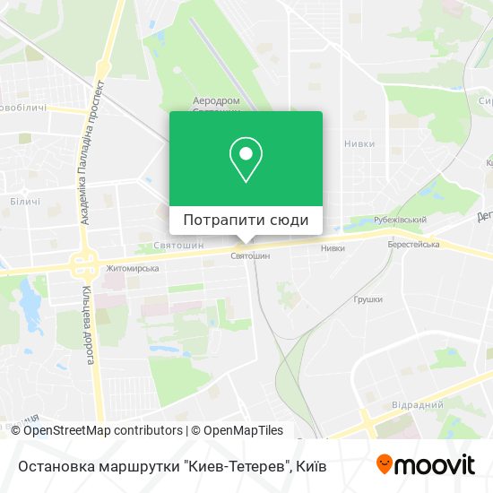 Карта Остановка маршрутки "Киев-Тетерев"