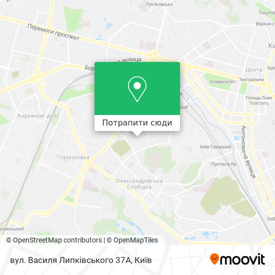 Карта вул. Василя Липківського 37А