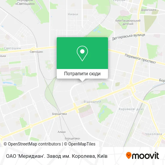 Карта ОАО 'Меридиан'. Завод им. Королева