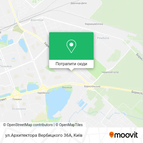 Карта ул.Архитектора Вербицкого 36А