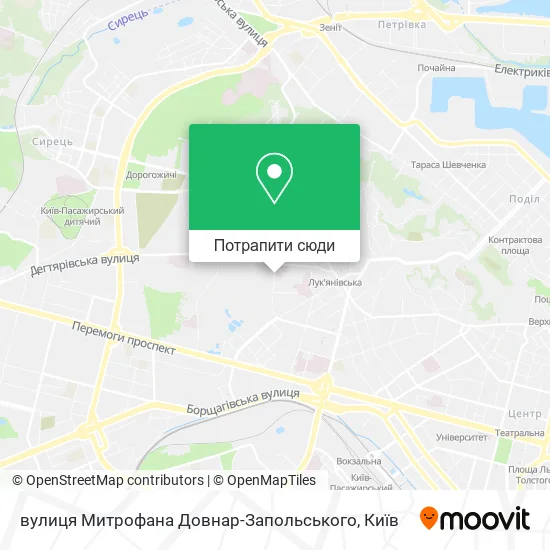 Карта вулиця Митрофана Довнар-Запольського