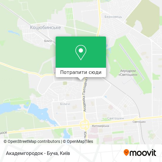 Карта Академгородок - Буча