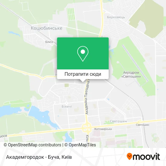 Карта Академгородок - Буча