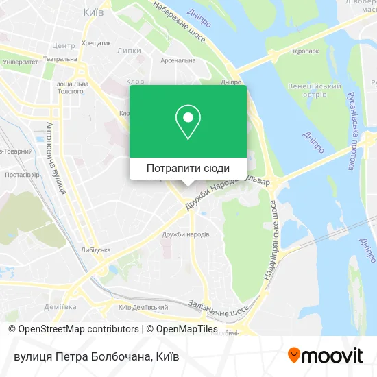 Карта вулиця Петра Болбочана