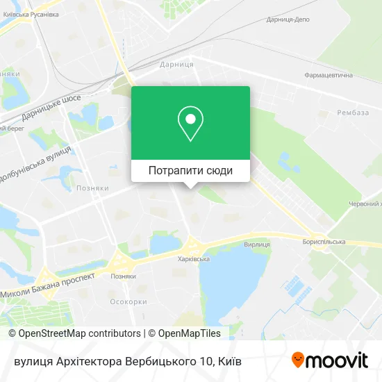 Карта вулиця Архітектора Вербицького 10
