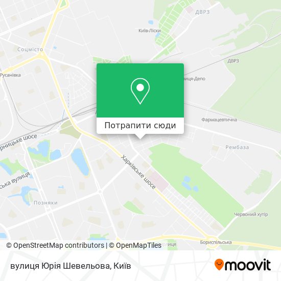 Карта вулиця Юрія Шевельова