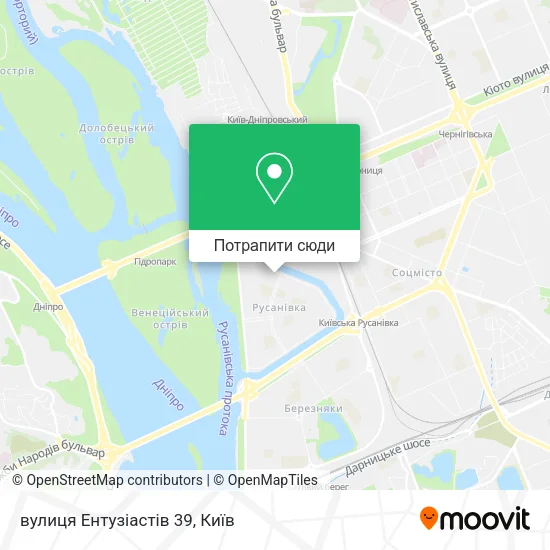 Карта вулиця Ентузіастів 39