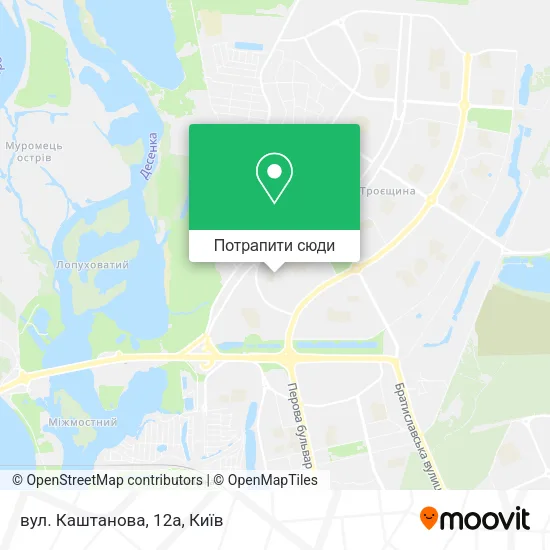 Карта вул. Каштанова, 12а