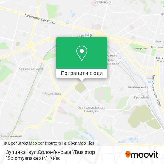 Карта Зупинка "вул.Солом'янська" / Bus stop "Solomyanska str."