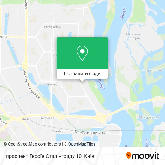 Карта проспект Героїв Сталінграду 10
