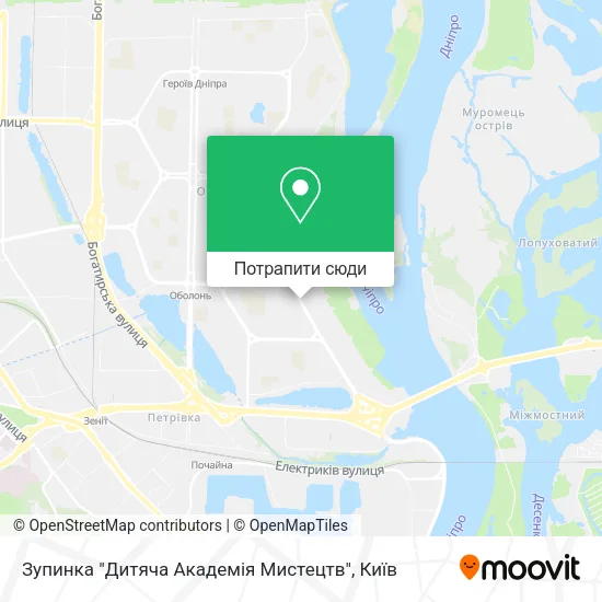 Карта Зупинка "Дитяча Академія Мистецтв"