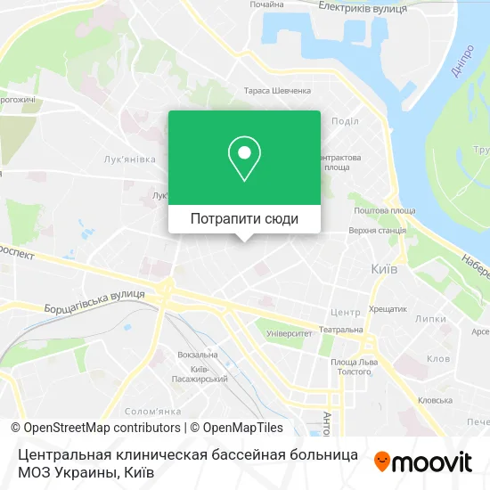 Карта Центральная клиническая бассейная больница МОЗ Украины