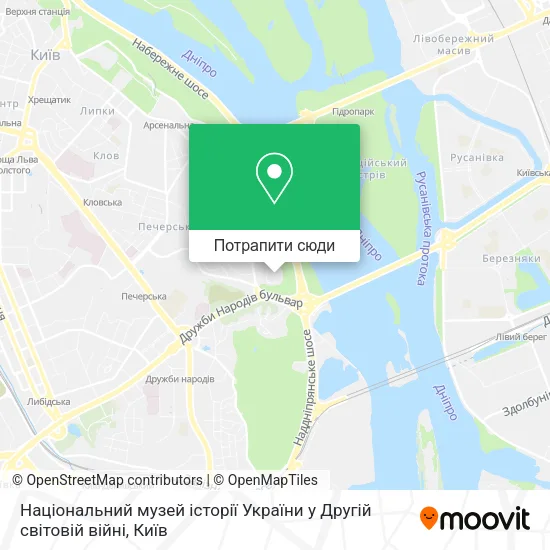 Карта Національний музей історії України у Другій світовій війні