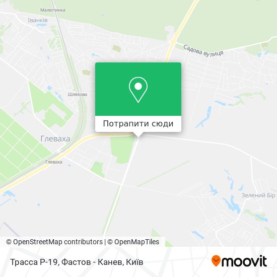 Карта Трасса Р-19, Фастов - Канев