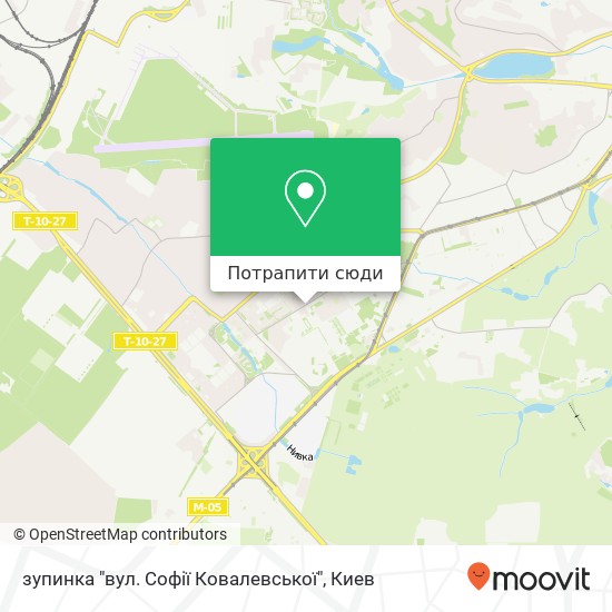 Карта зупинка "вул. Софії Ковалевської"