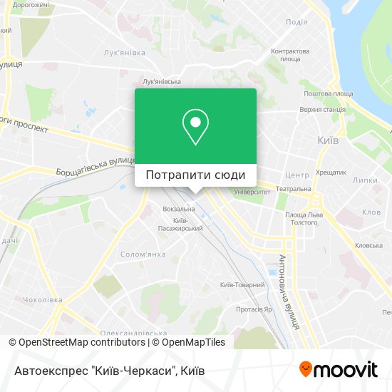 Карта Автоекспрес "Київ-Черкаси"