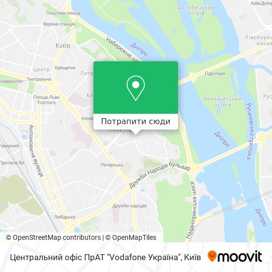 Карта Центральний офіс ПрАТ "Vodafone Україна"