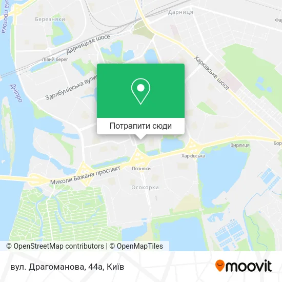 Карта вул. Драгоманова, 44а