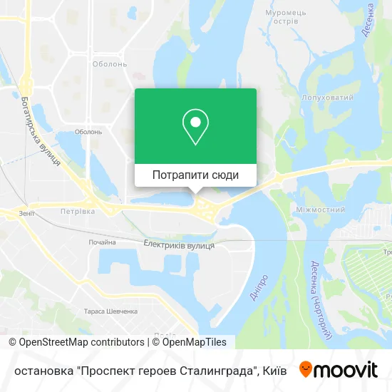 Карта остановка "Проспект героев Сталинграда"