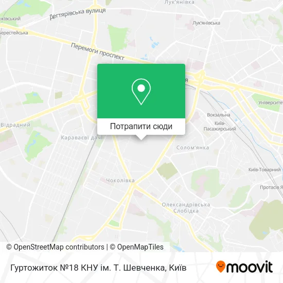 Карта Гуртожиток №18 КНУ ім. Т. Шевченка