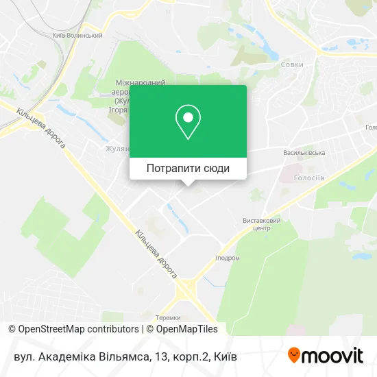 Карта вул. Академіка Вільямса, 13, корп.2