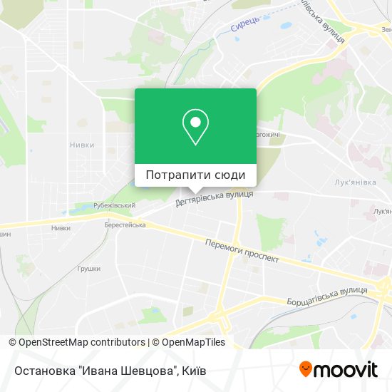 Карта Остановка "Ивана Шевцова"