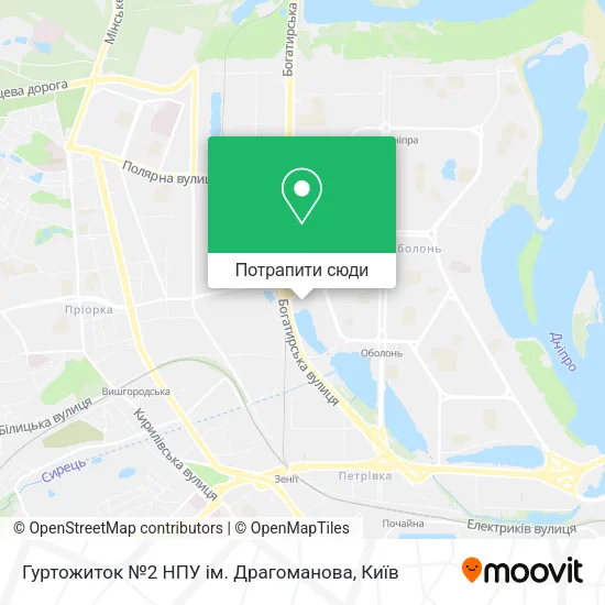 Карта Гуртожиток №2 НПУ ім. Драгоманова