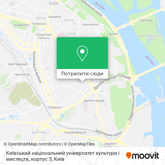 Карта Київський національний університет культури і мистецтв, корпус 3