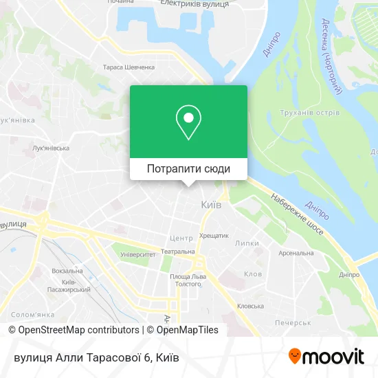 Карта вулиця Алли Тарасової 6