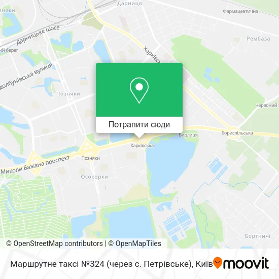 Карта Маршрутне таксі №324 (через с. Петрівське)