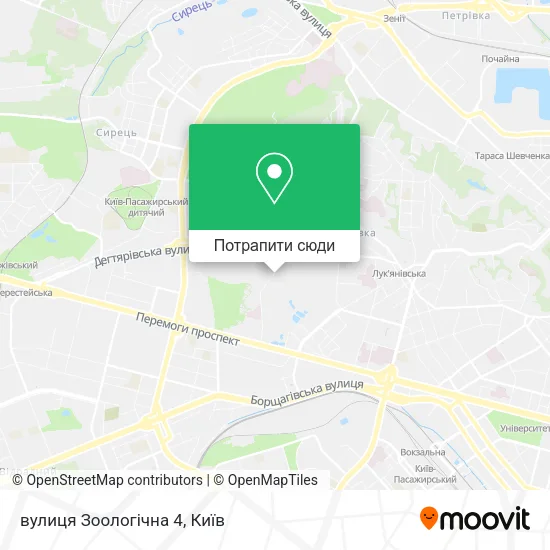 Карта вулиця Зоологічна 4