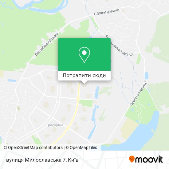 Карта вулиця Милославська 7