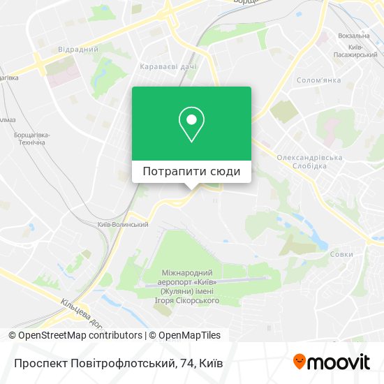 Карта Проспект Повітрофлотський, 74