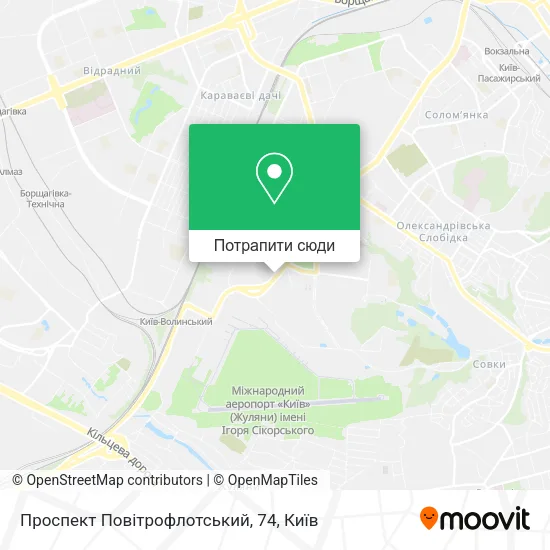 Карта Проспект Повітрофлотський, 74