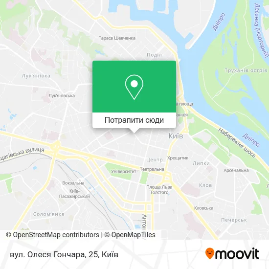Карта вул. Олеся Гончара, 25