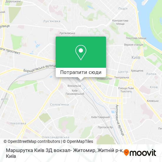 Карта Маршрутка Київ ЗД вокзал- Житомир, Житній р-к