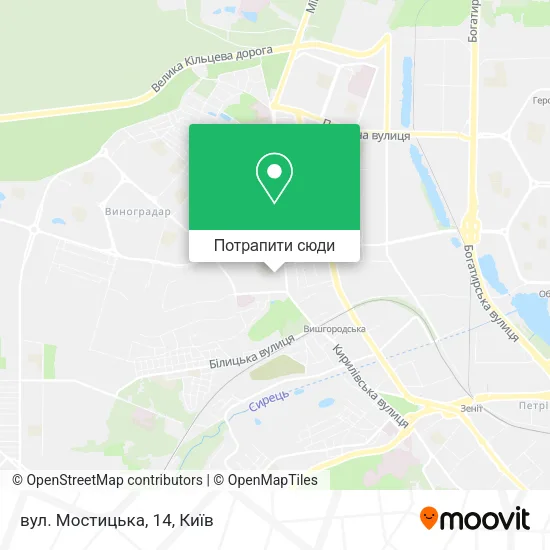 Карта вул. Мостицька, 14