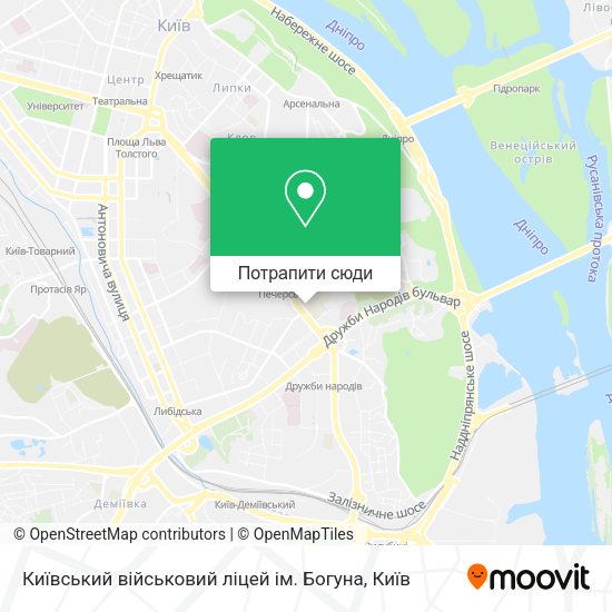 Карта Київський військовий ліцей ім. Богуна